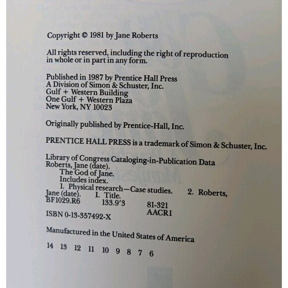 God of Jane : A Psychic Manifesto by Jane Roberts (1981, Trade Paperback) - Picture 3 of 7
